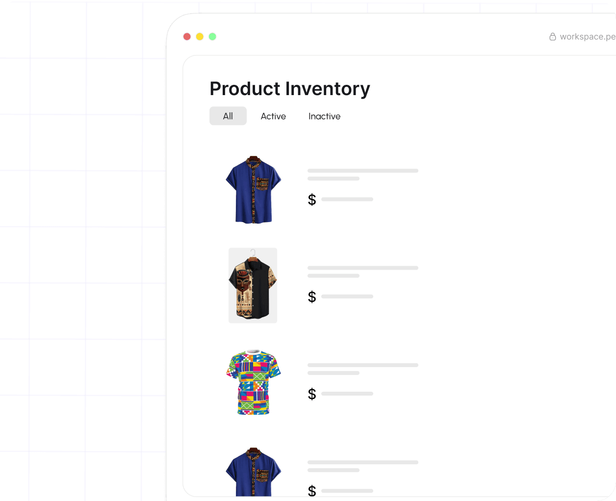 Inventory of an e-commerce store